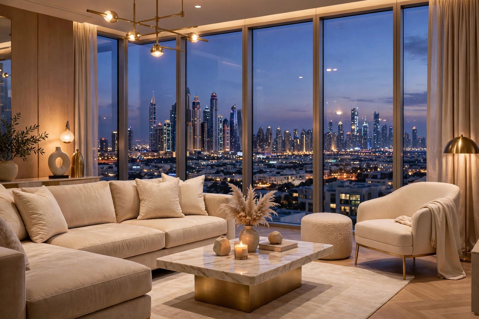 Luxury holiday apartment at dusk
